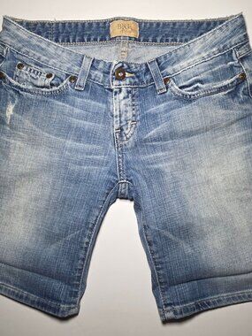 BKE Denim Womens Light Blue Distressed 5 Pocket Shorts Size 27